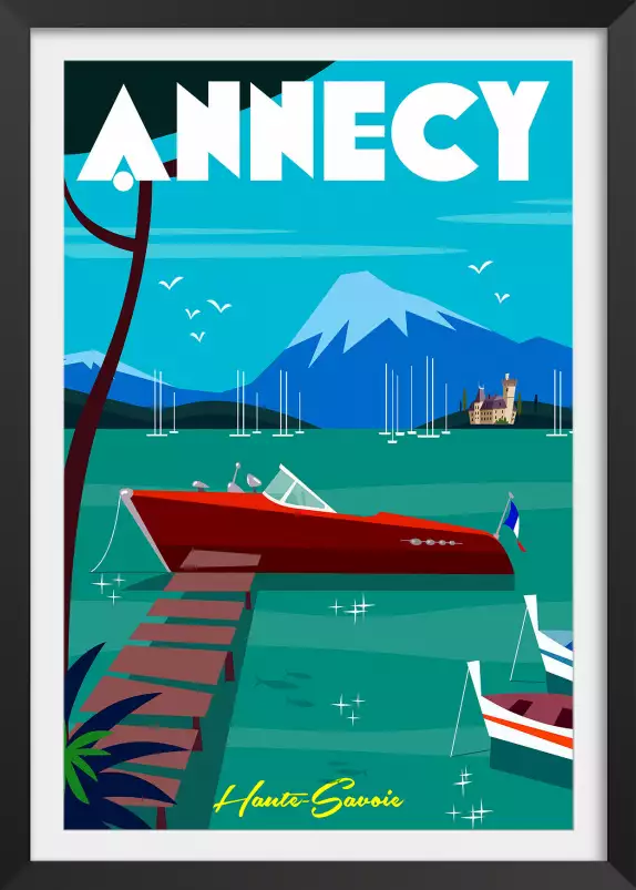 Château et Lac d' Annecy - affiche les alpes