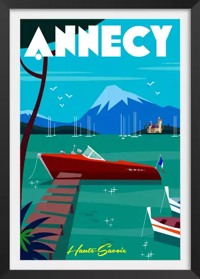 Château et Lac d' Annecy - affiche les alpes