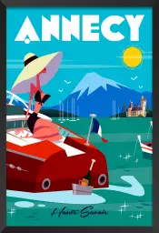 Vedette du Lac d' Annecy - affiche les alpes