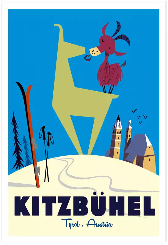 Bisous de Kitzbuhl - affiche les alpes