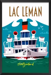 Le Lac Leman - affiche les alpes