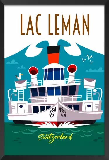 Le Lac Leman - affiche les alpes