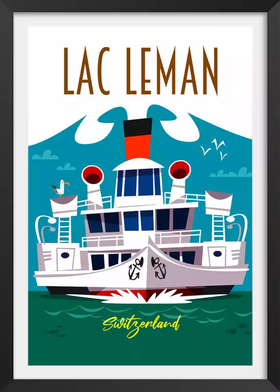 Le Lac Leman - affiche les alpes