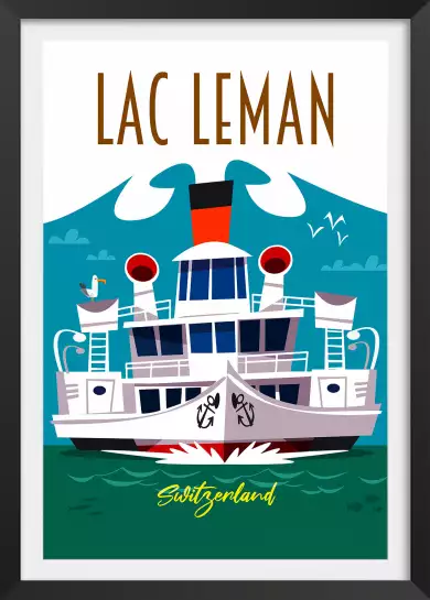 Le Lac Leman - affiche les alpes