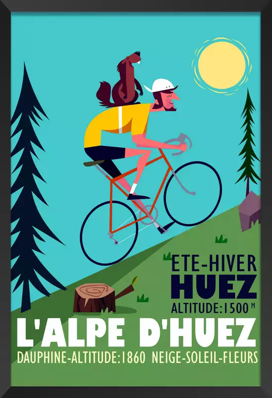 La montée de L'Alpe D'Huez - poster les alpes