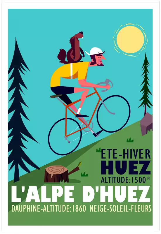 La montée de L'Alpe D'Huez - poster les alpes