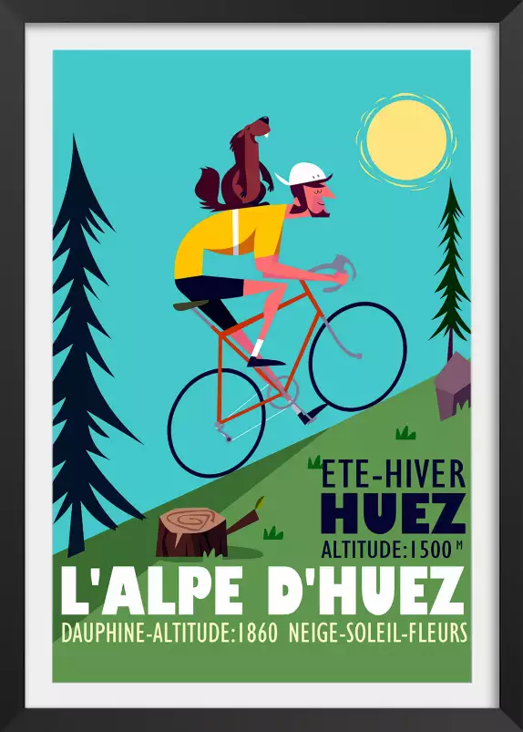 La montée de L'Alpe D'Huez - poster les alpes