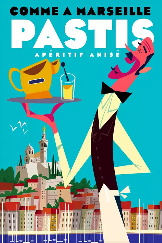 Pastis sur le vieux port - poster sud est