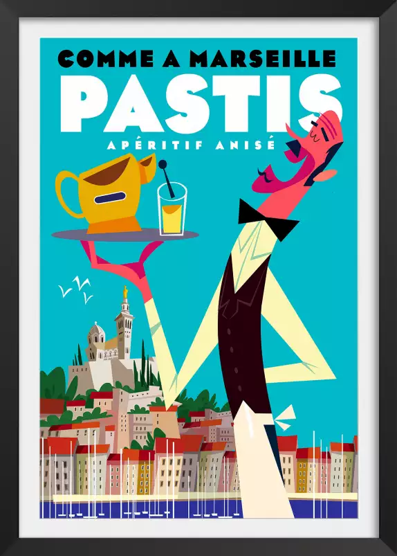 Pastis sur le vieux port - poster sud est