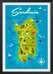 Sardaigne retro -  Affiche cartographie