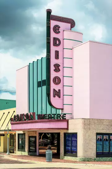 Edison theater sur fond rose - tableau ville