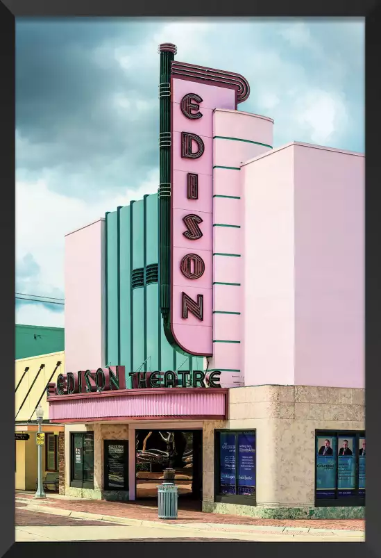 Edison theater sur fond rose - tableau ville