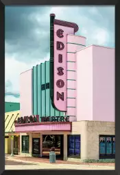 Edison theater sur fond rose - tableau ville