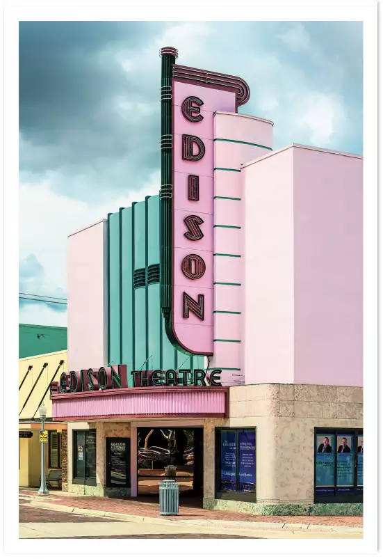 Edison theater sur fond rose - tableau ville