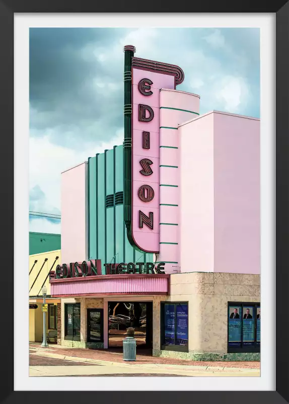 Edison theater sur fond rose - tableau ville