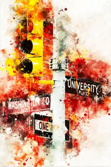 Traffic lights University Place - poster de new york