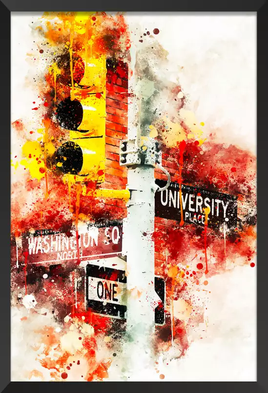 Traffic lights University Place - poster de new york