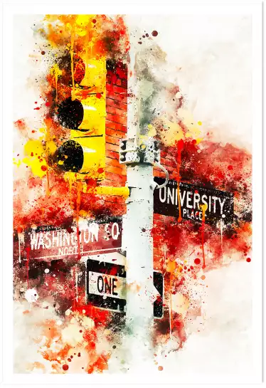 Traffic lights University Place - poster de new york