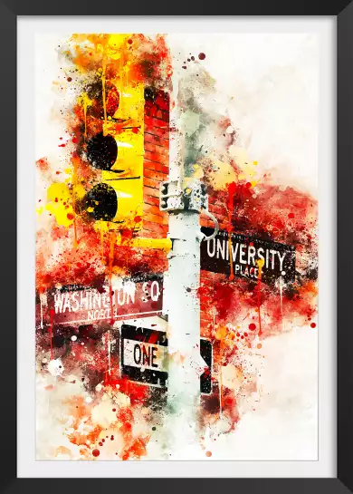 Traffic lights University Place - poster de new york