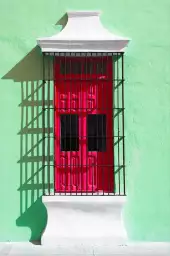 Mexico Mur au volet rouge - triptyque architecture