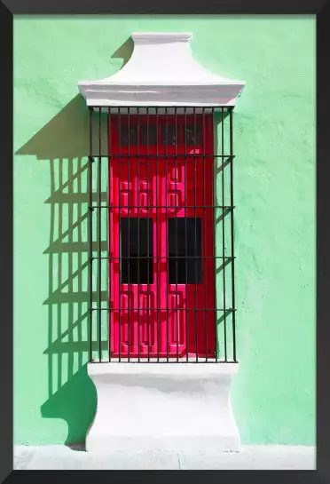 Mexico Mur au volet rouge - triptyque architecture