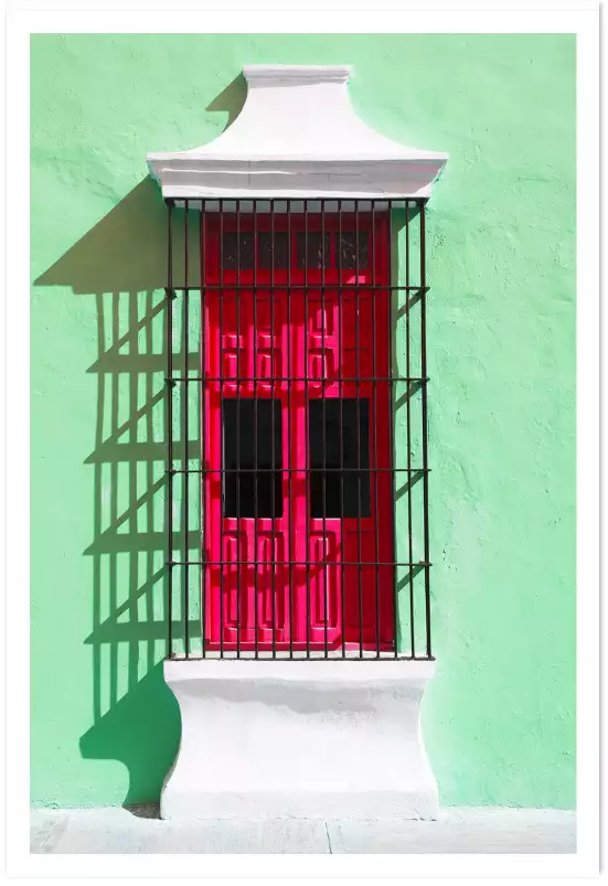 Mexico Mur au volet rouge - triptyque architecture
