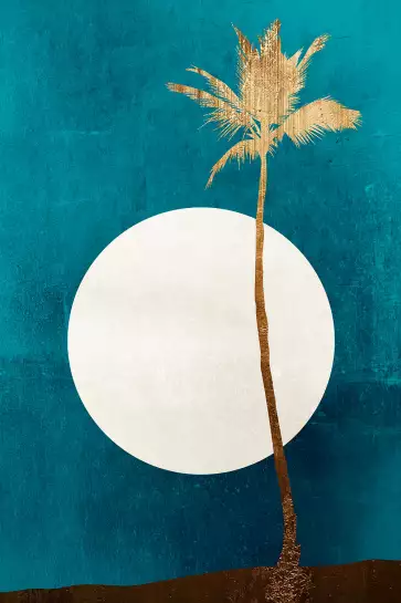 Cocotier sur fond bleu - poster palmier