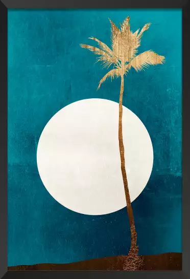 Cocotier sur fond bleu - poster palmier