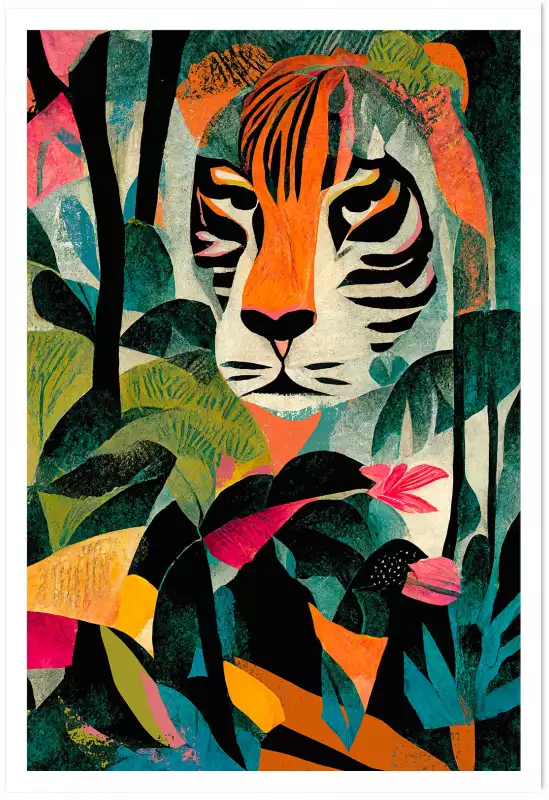 Tableau Tigre Jungle - Décoration murale moderne - Toile Tigre