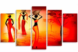 Silhouettes sous les arbres - tableau femme africaine