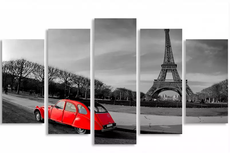 Tour eiffel et 2cv rouge - affiches paris