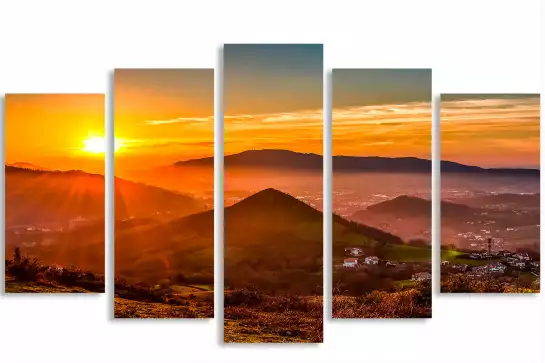 Coucher de soleil sur le pays basque - affiche paysage ocean