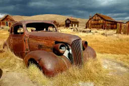 Voiture ancienne champ de blé - affiche voiture