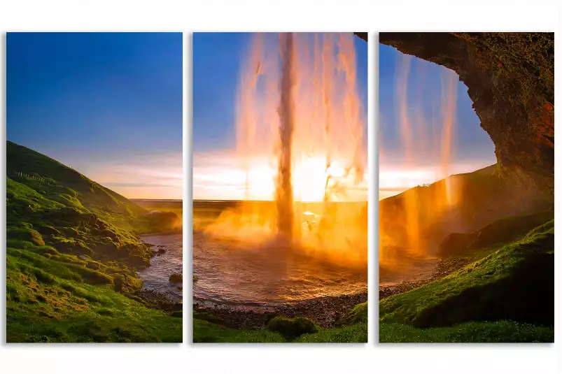 Seljalandsfoss - paysage coucher de soleil