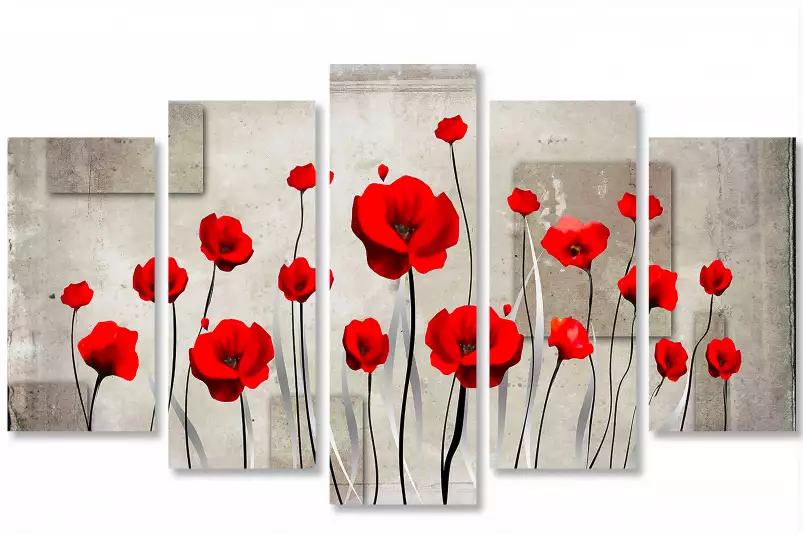 Coquelicots illustrés - tableau design