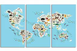 Carte du monde animaux - Affiches pour enfant