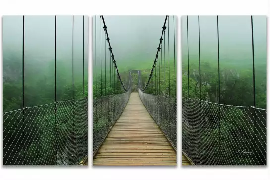 Pont suspendu foret - tableau paysage nature