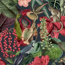 Fleurs et animaux tropicaux - tapisserie jungle animaux