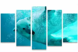 Ours blanc en plein plongeon - tableau animaux