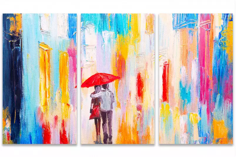 Peinture parapluie rouge - tableau design contemporain