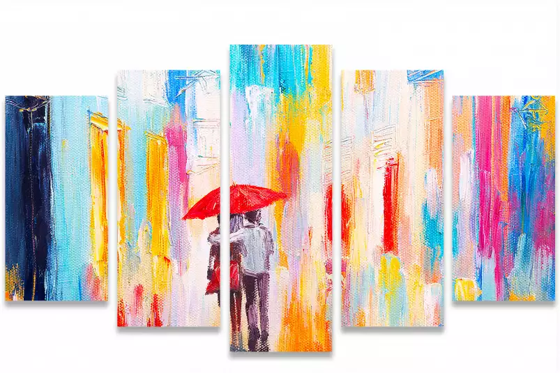 Peinture parapluie rouge - tableau design contemporain