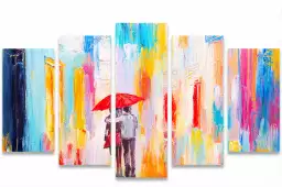 Peinture parapluie rouge - tableau design contemporain