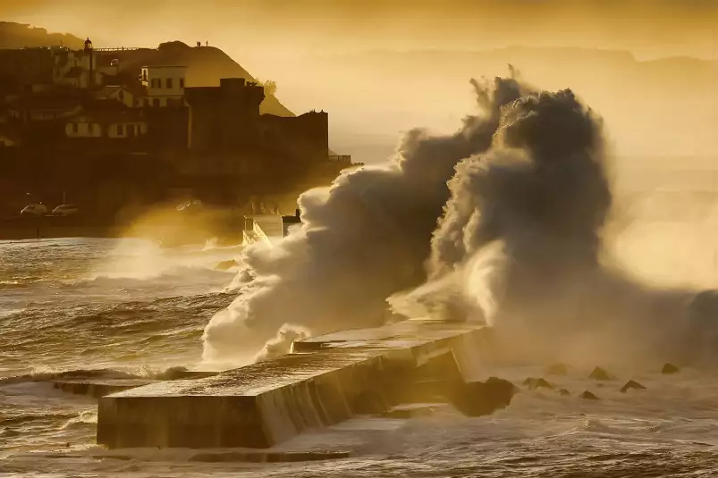 Enbata sur socoa - tableau tempete en mer