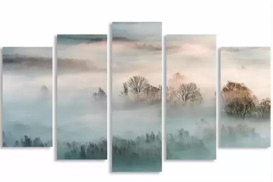 Brouillard hivernal - tableau foret