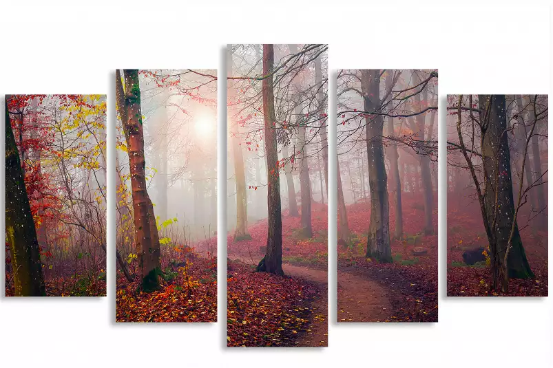 Feuilles rouge - tableau foret