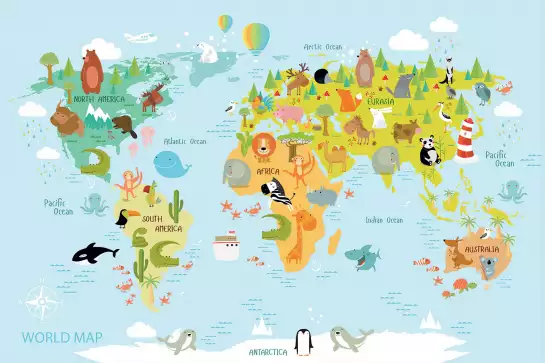 Animals - tableau carte du monde