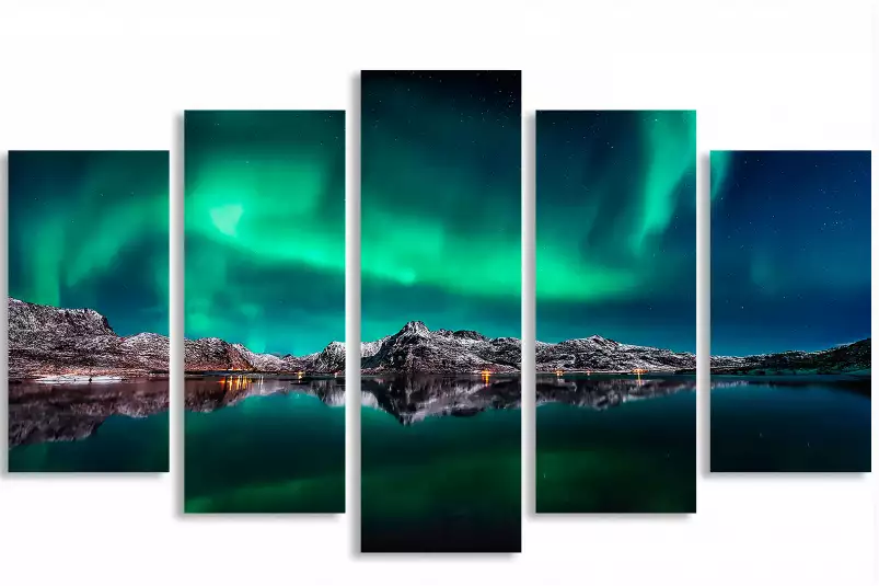 Lofoten aurora - affiche montagne