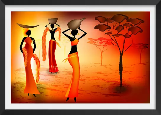 Silhouettes sous les arbres - tableau femme africaine
