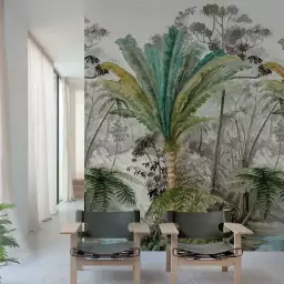 L'île au palmier - tapisserie panoramique palmier
