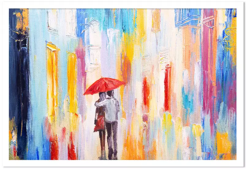 Peinture parapluie rouge - tableau design contemporain